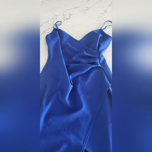 Emerald Sundae Royal Blue formal high slit dress stretchy
